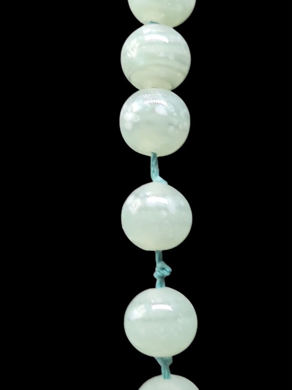 Vintage Les Bernard Signed Jade Bead Necklace Hand Knotted Barrel Clasp 34" - Picture 6 of 12